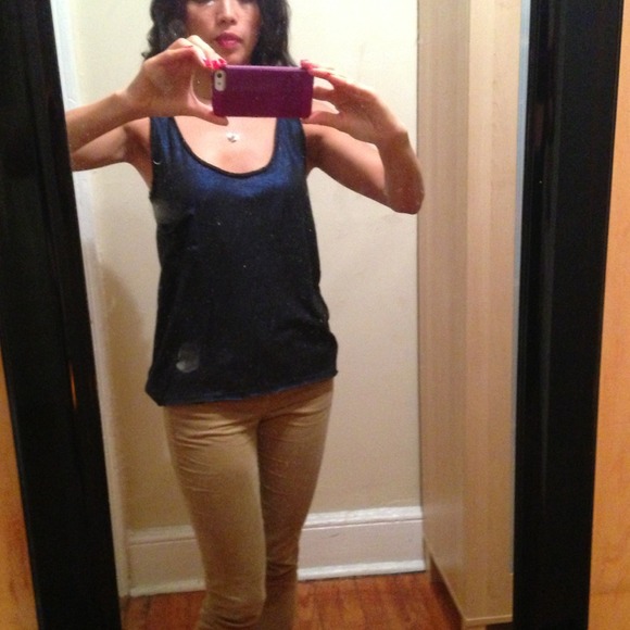 Loose shimmery blue tank