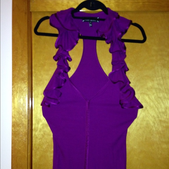 Robert Rodriguez purple racerback ruffle tank