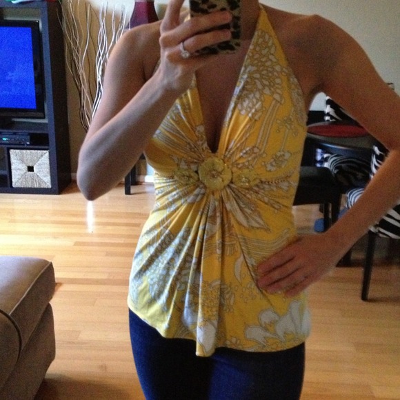 RESERVED for nursepaula - Sky Yellow Halter Top