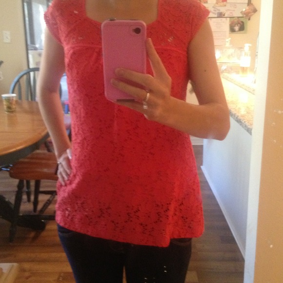 NEW orange lace LOFT top