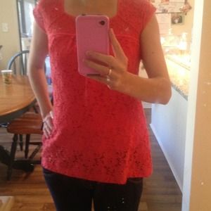 NEW orange lace LOFT top