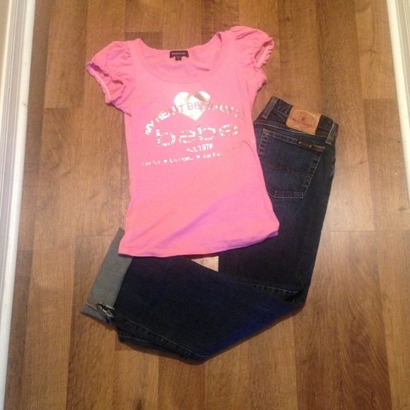 Pink bebe top with crystals