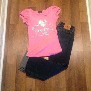 Pink bebe top with crystals