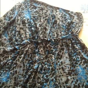 Blue leopard print one shoulder dress