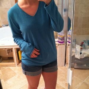 Blue-Green Super Soft V-Neck Sweater
