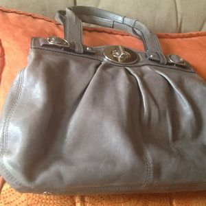 Coach gray purse w/handle purple interior