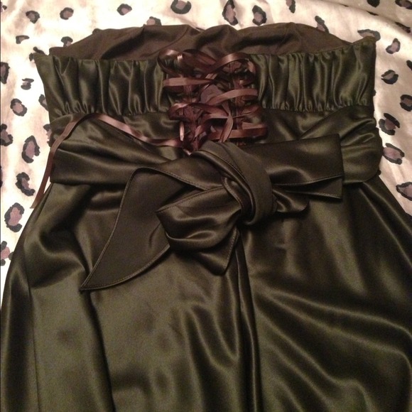 Davids Bridal Short Strapless Brown Dress - Picture 2 of 4