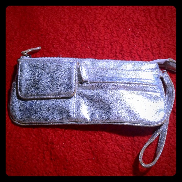 Textured Silver Wristlet