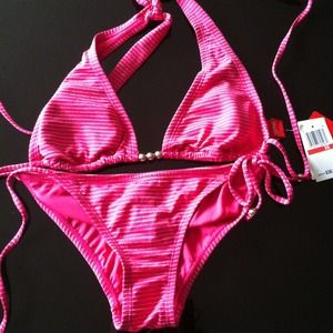 Pink Esprit bikini +guess top+roxy skirt bundle