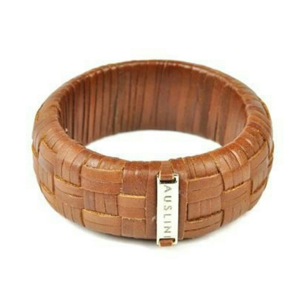 Auslini - Signature Leather Woven Bangle - Brown
