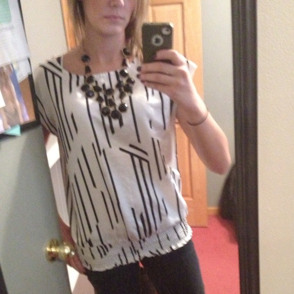 Black and white blouse and fringe vest bundled