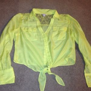Bright yellow sheer blouse!!!