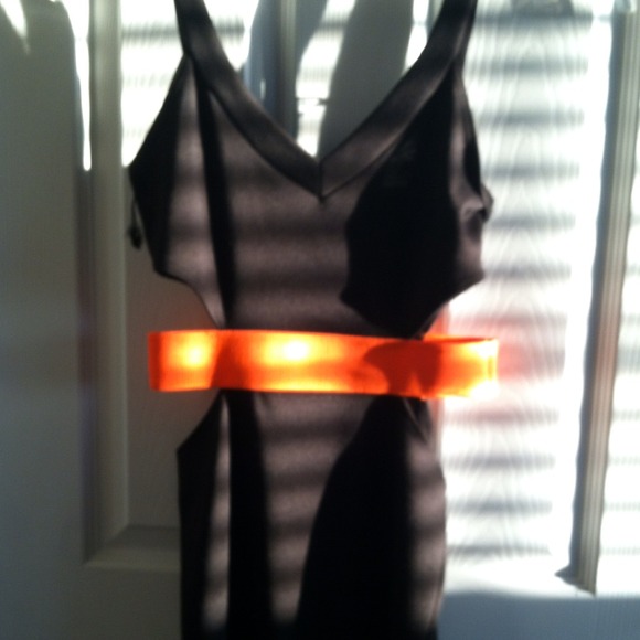 SOLD black cutout dress w/ pink band - Picture 3 of 3