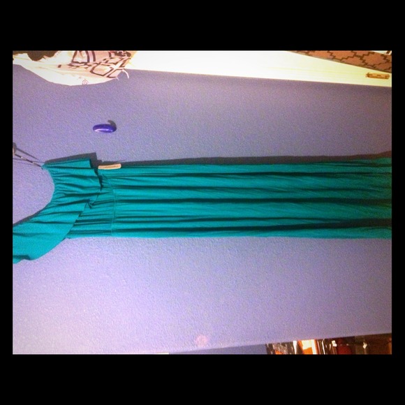 Teal one shoulder maxi dress
