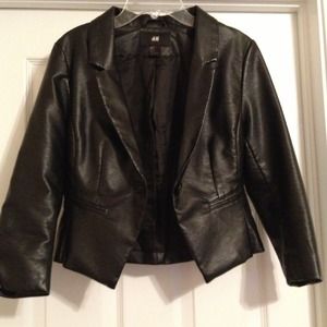 Leather-like fitted jacket