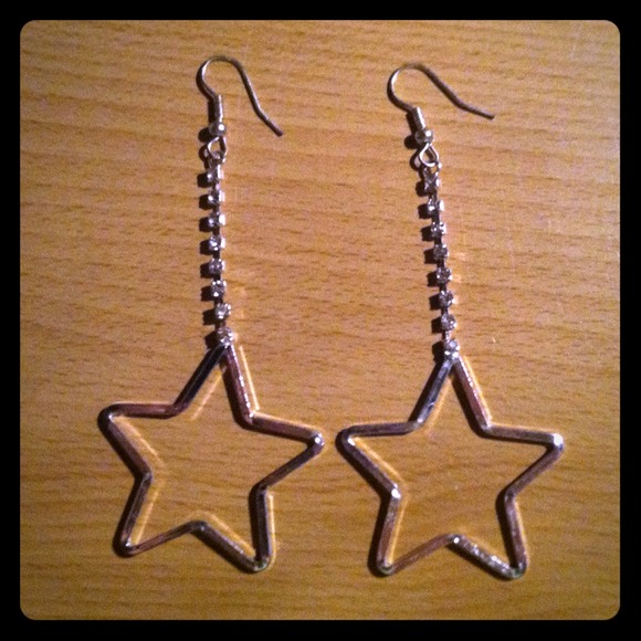 Star Earrings with Diamond Chain