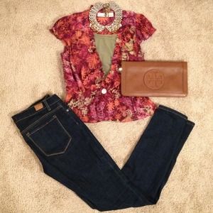 Fun Printed Peplum DKNY Jeans Blouse!