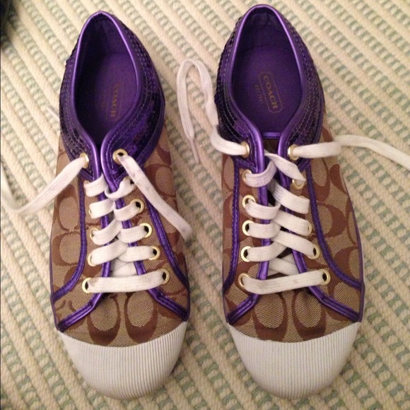 Purple Sequin Coach Shoes