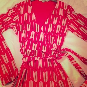 Form fitting red print dress