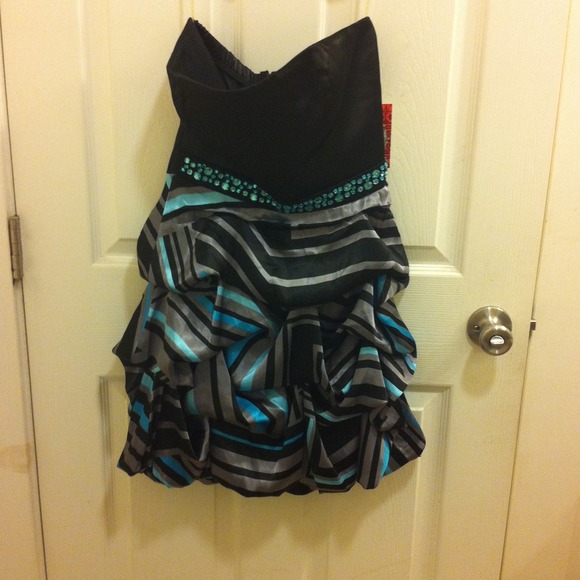 Black, gray and blue dress