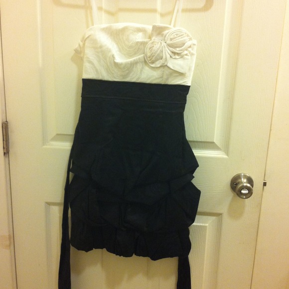 White/Ivory Rose and Black Color dress