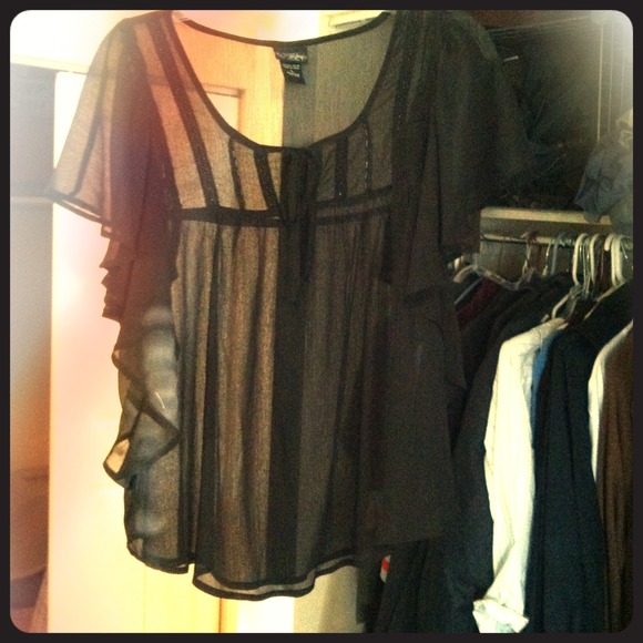 **SOLD** Sheer, black peasant style top