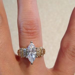 3 and a half carat cubic zirconia ring.  14K Gold