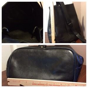 Leather snap close bucket sling purse