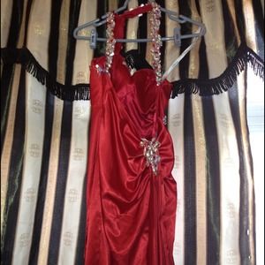 Red long dress with little train