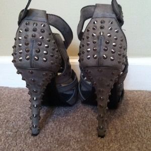 Grey Spiked High Heels