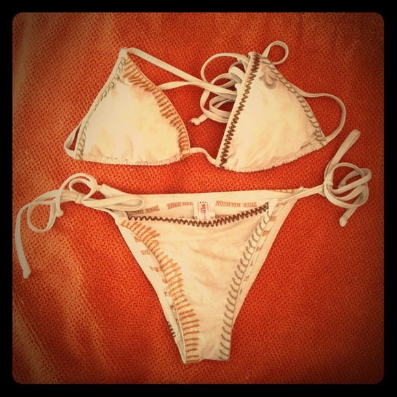👙True Religion tan microfiber boho style bikini👙