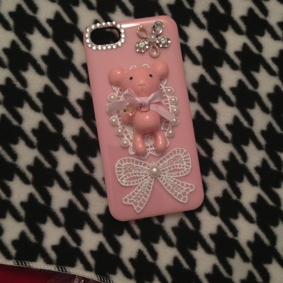 Handmade Pink bear iPhone 5 case