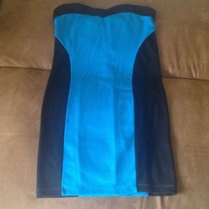 Blue/Black Strapless Dress