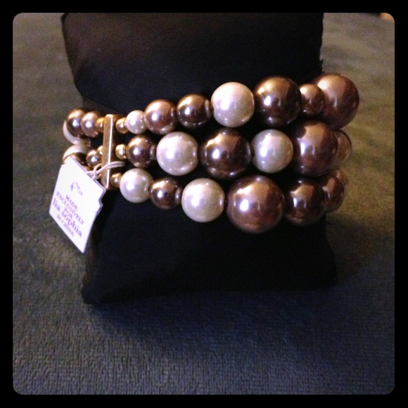 Lia Sophia Glass Pearl and Bead Stretch Bracelet