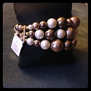 Lia Sophia Glass Pearl and Bead Stretch Bracelet