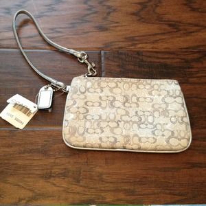 NWT Coach Silver Signature C Wristlet
