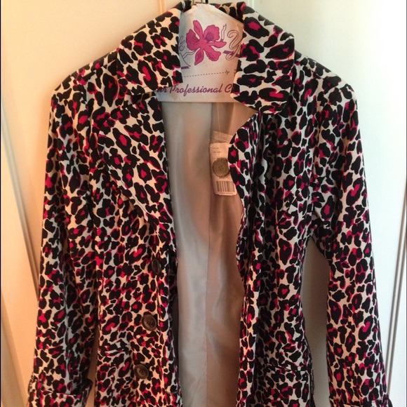 Hot Pink Leopard Print Trench Coat