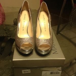 Marc Fisher sparkly peep toe pumps