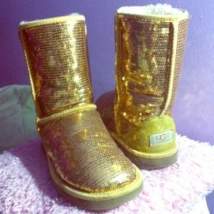 Gold sequence Authentic UGG boots size 7 womens.