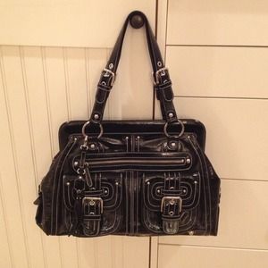 Rafe black patent leather handbag
