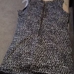 Black and White dress with gold zipper