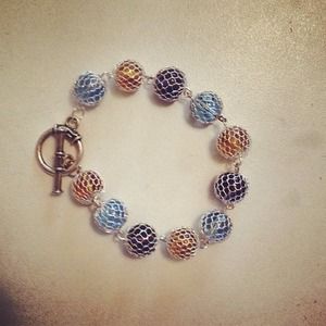 Gold blue and purple mesh bracelet