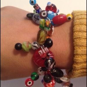 Red glass bead mix bracelet