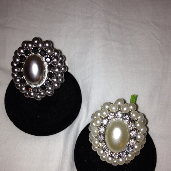 Two stretch pearl rings. $10 each.