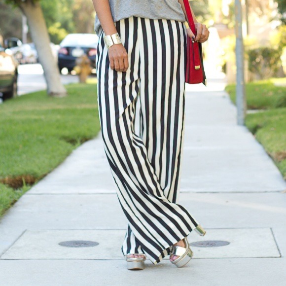 Pants - Striped palazzo pants