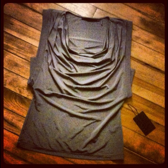 ✋💢SOLD💢✋ slinky gunmetal draped tank, NWT - Picture 2 of 4