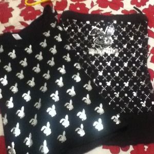 BUNDLE Playboy black beater, strapless shirt