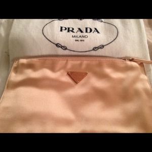 Prada baby pink cosmetic clutch