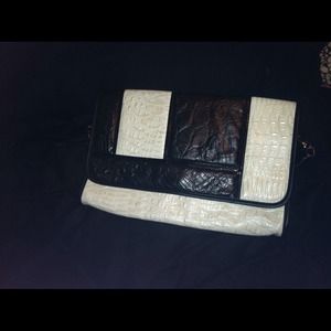Black & white snake skin shoulder bag/ clutch