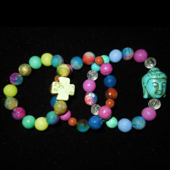 Handmade set of stretch bracelets
